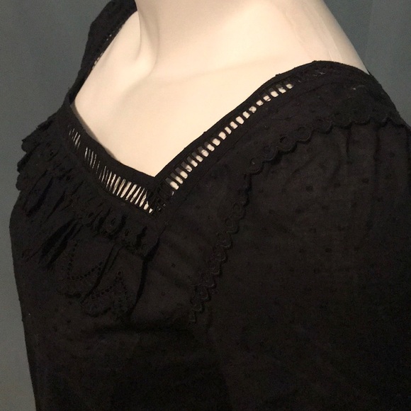 J. Crew Alpansia Swiss Dot Black Short Sleeve Top - Picture 5 of 7